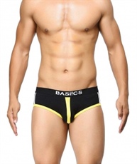 BASIICS by La Intimo Men`s Black Cotton Spandex Retro Style Brief